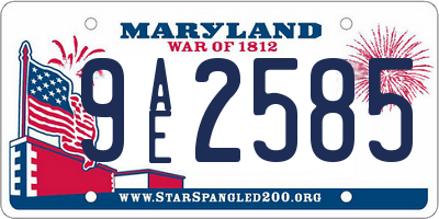 MD license plate 9AE2585