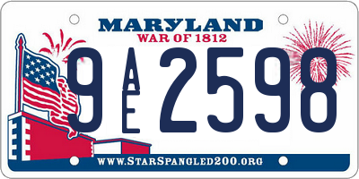 MD license plate 9AE2598