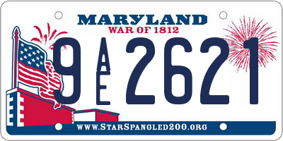 MD license plate 9AE2621