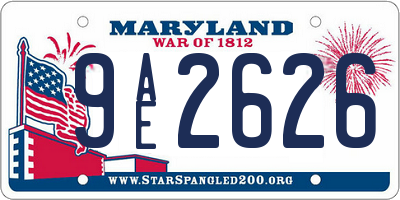 MD license plate 9AE2626