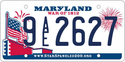 MD license plate 9AE2627