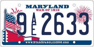 MD license plate 9AE2633