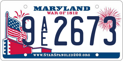 MD license plate 9AE2673