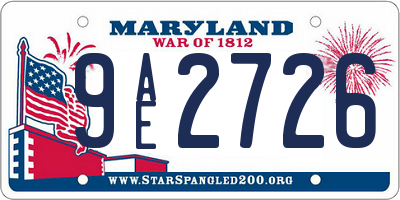 MD license plate 9AE2726