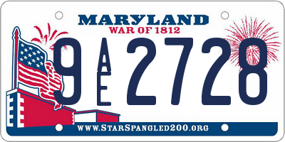 MD license plate 9AE2728