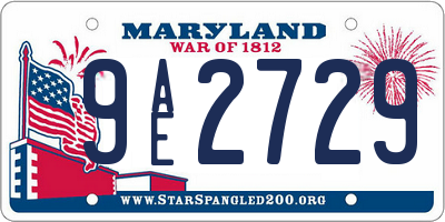 MD license plate 9AE2729