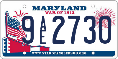 MD license plate 9AE2730
