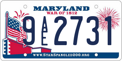 MD license plate 9AE2731