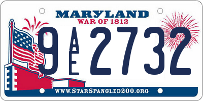MD license plate 9AE2732
