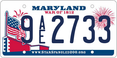 MD license plate 9AE2733