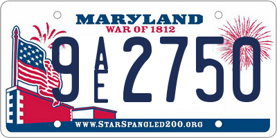MD license plate 9AE2750