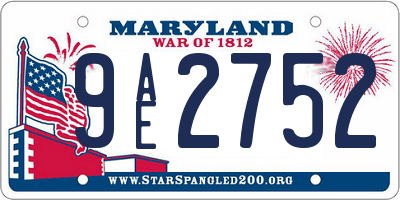MD license plate 9AE2752
