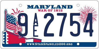 MD license plate 9AE2754