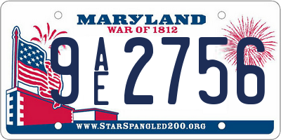 MD license plate 9AE2756