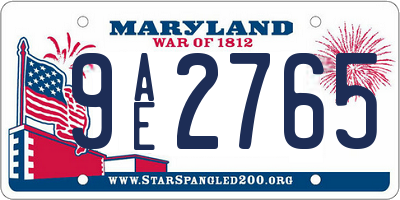 MD license plate 9AE2765