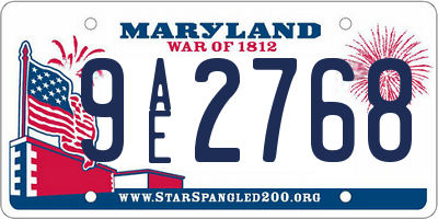 MD license plate 9AE2768