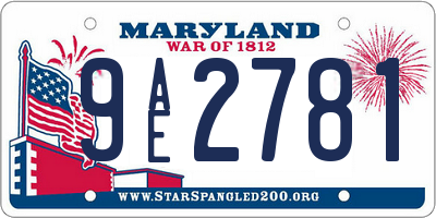 MD license plate 9AE2781