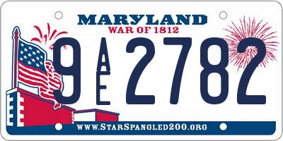MD license plate 9AE2782