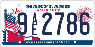MD license plate 9AE2786