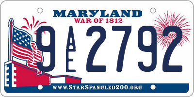 MD license plate 9AE2792