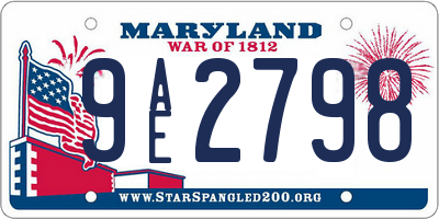 MD license plate 9AE2798