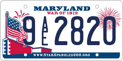 MD license plate 9AE2820