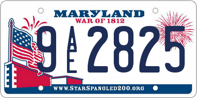 MD license plate 9AE2825