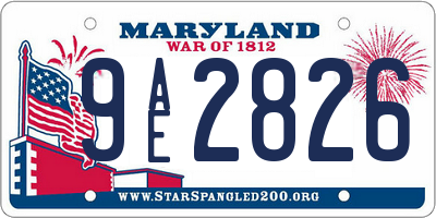 MD license plate 9AE2826