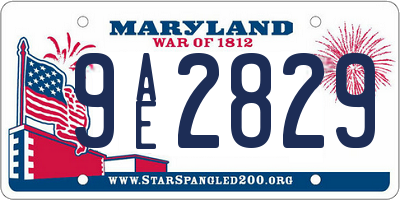 MD license plate 9AE2829