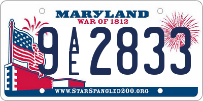 MD license plate 9AE2833
