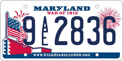 MD license plate 9AE2836