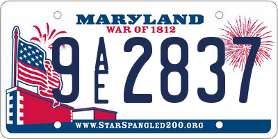 MD license plate 9AE2837