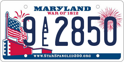 MD license plate 9AE2850