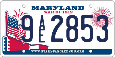 MD license plate 9AE2853