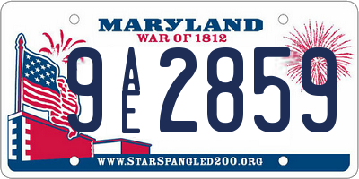 MD license plate 9AE2859