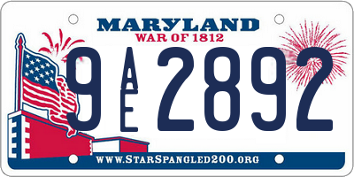 MD license plate 9AE2892