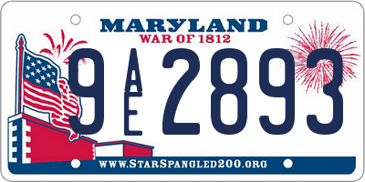 MD license plate 9AE2893