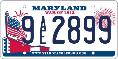 MD license plate 9AE2899