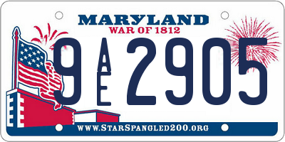 MD license plate 9AE2905