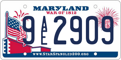 MD license plate 9AE2909