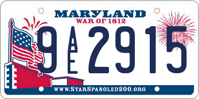MD license plate 9AE2915