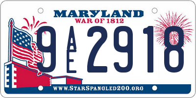 MD license plate 9AE2918