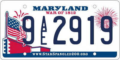 MD license plate 9AE2919