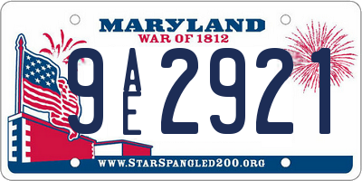 MD license plate 9AE2921