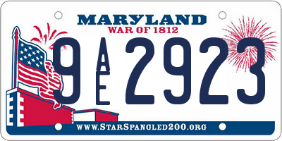 MD license plate 9AE2923