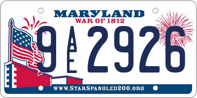MD license plate 9AE2926