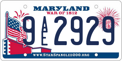 MD license plate 9AE2929
