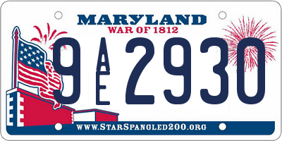 MD license plate 9AE2930