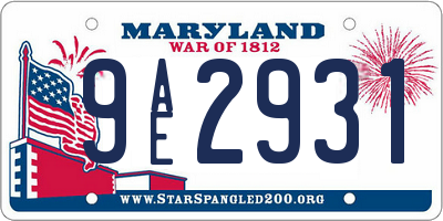 MD license plate 9AE2931