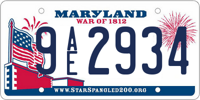 MD license plate 9AE2934